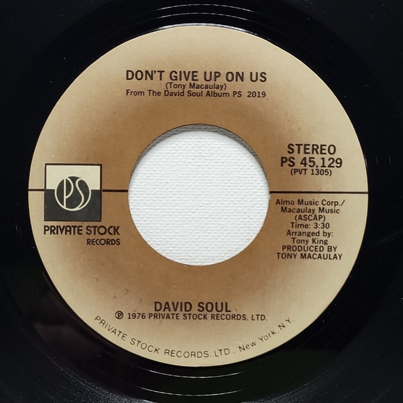 David Soul Vinyl 45 Don't Give Up On Us / Black Bean Soup M- Rock - Picture 1 of 2